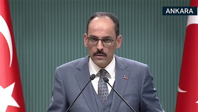 Cumhurbaşkanlığı Sözcüsü İbrahim Kalın, kabine toplantısı sonrası açıklama yapıyor.
