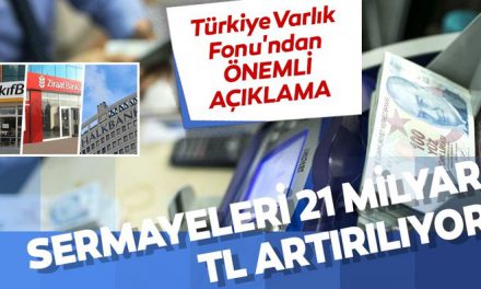 Türkiye Varlık Fonu’ndan kamu bankalarının sermayelerine ilişkin açıklama