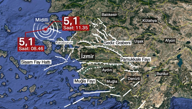 Karaburun açıklarında 5,1 büyüklüğünde bir deprem daha