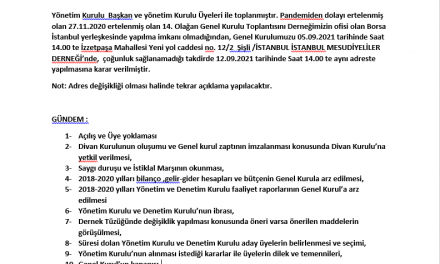 BORSA UZMANLARI DERNEĞİ 2020 YILI ERTELENEN 14. OLAĞAN GELEN KURUL TOPLANTISI