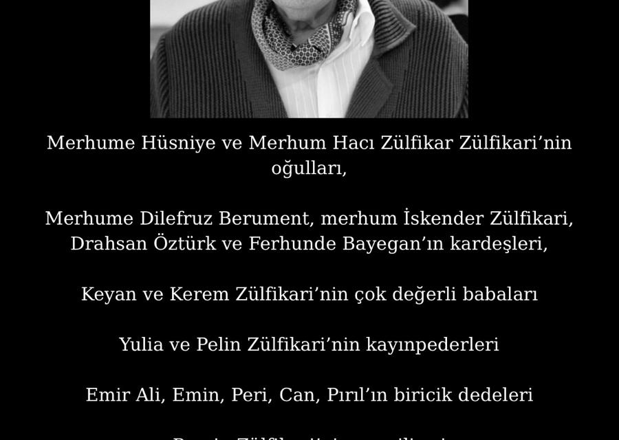 AKDENİZ MENKUL DEĞERLERİN SAHİBİ KAZIM ZÜLFİKARİ HAKKIN RAHMETİNE KAVUŞMUŞTIR.